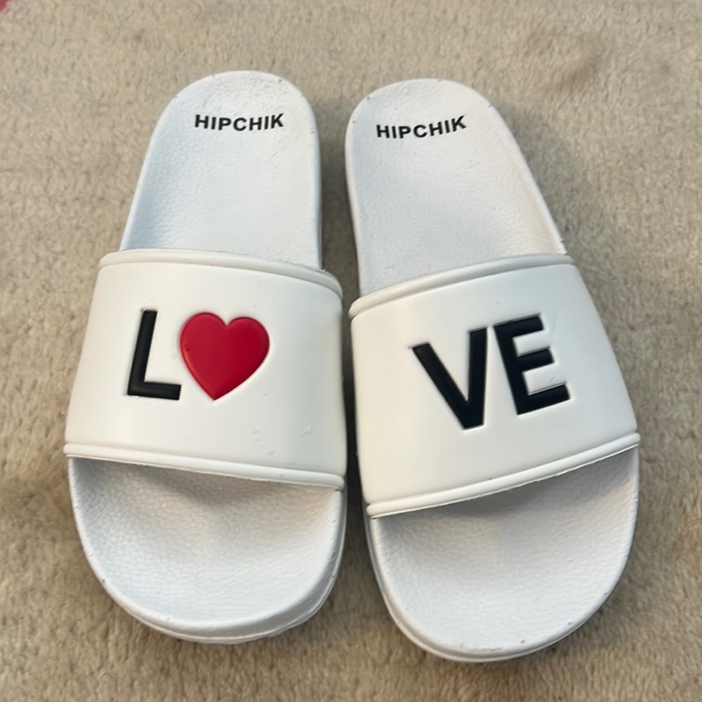 “LOVE” White Slides